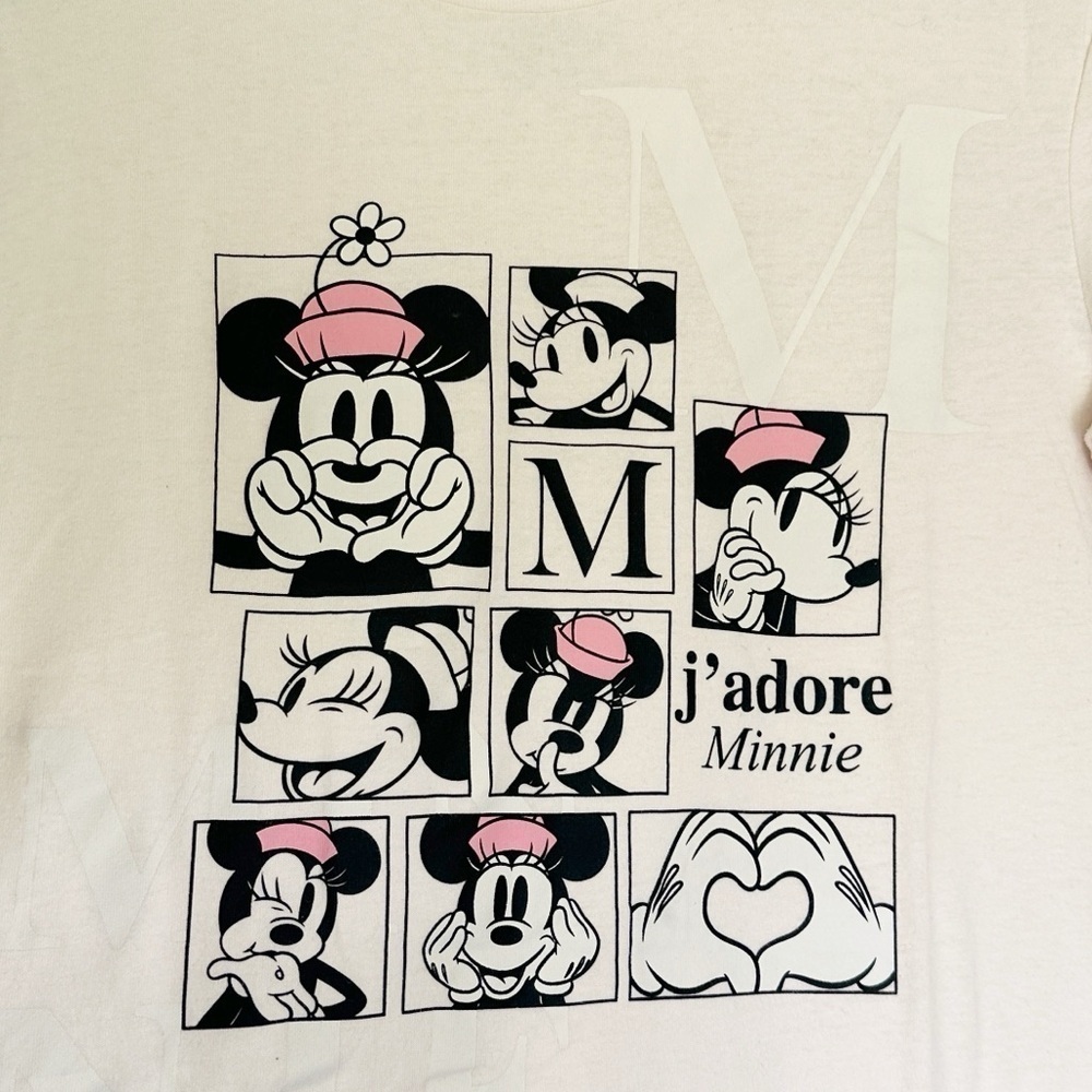 DISNEY Minnie Mouse J’Adore Short Sleeve Tee Medium - Picture 3 of 5
